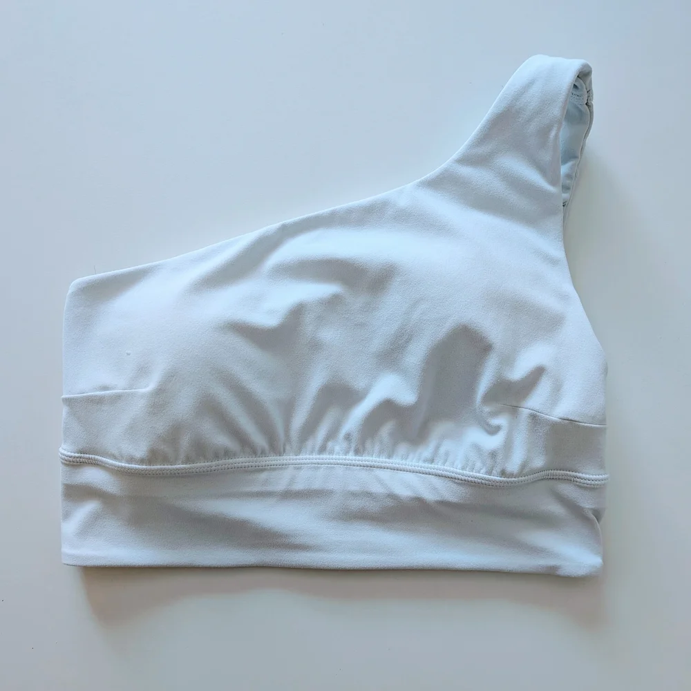 Lululemon Align Asymmetrical Yoga Bra – White, Size 8, Light Support C/D Cup #59 - Picture 3 of 6